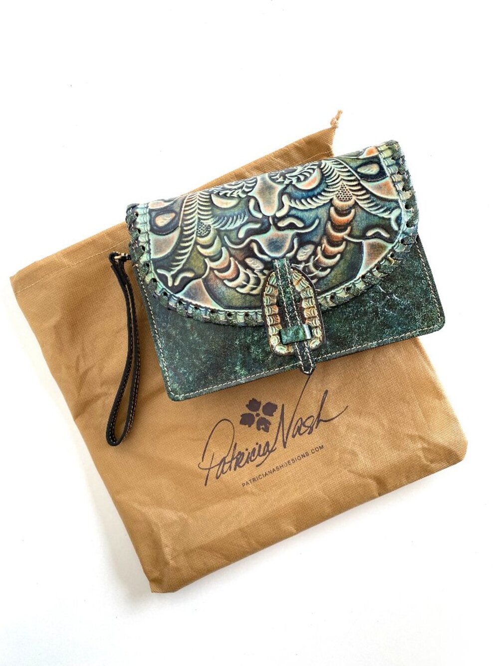 Patricia Nash Burnished Tooled Lanza Crossbody 3-Way Convertible Bag